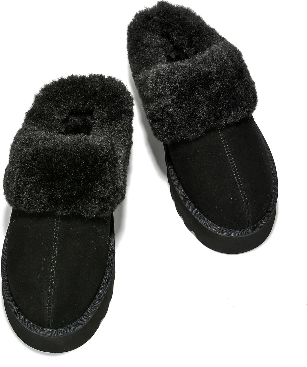 Project Cloud Genuine Leather Slippers for Women Indoor and Outdoor Fuzzy Slippers - Memory Foam Insole and Water-resistant Women Footwear (Snowy)