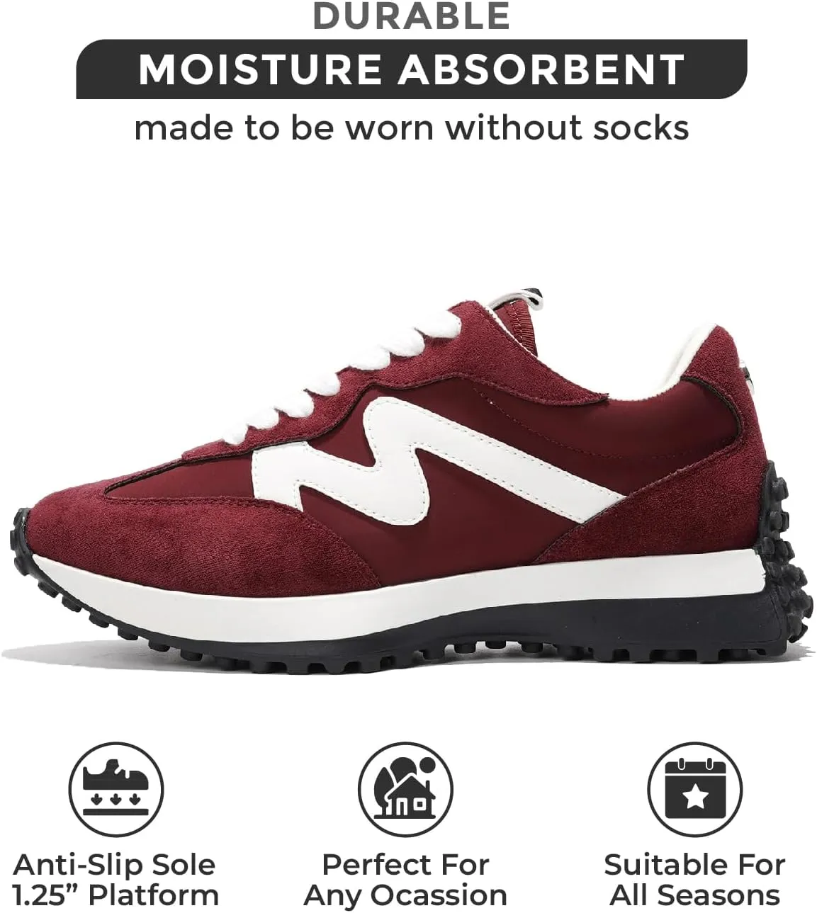 Project Cloud Trendy Sneakers for Women - Memory Foam and Non-Slip Comfortable Casual Ladies Shoes for Womens Fashion Sneakers - Lightweight Lace-up Shoes (Lecco)