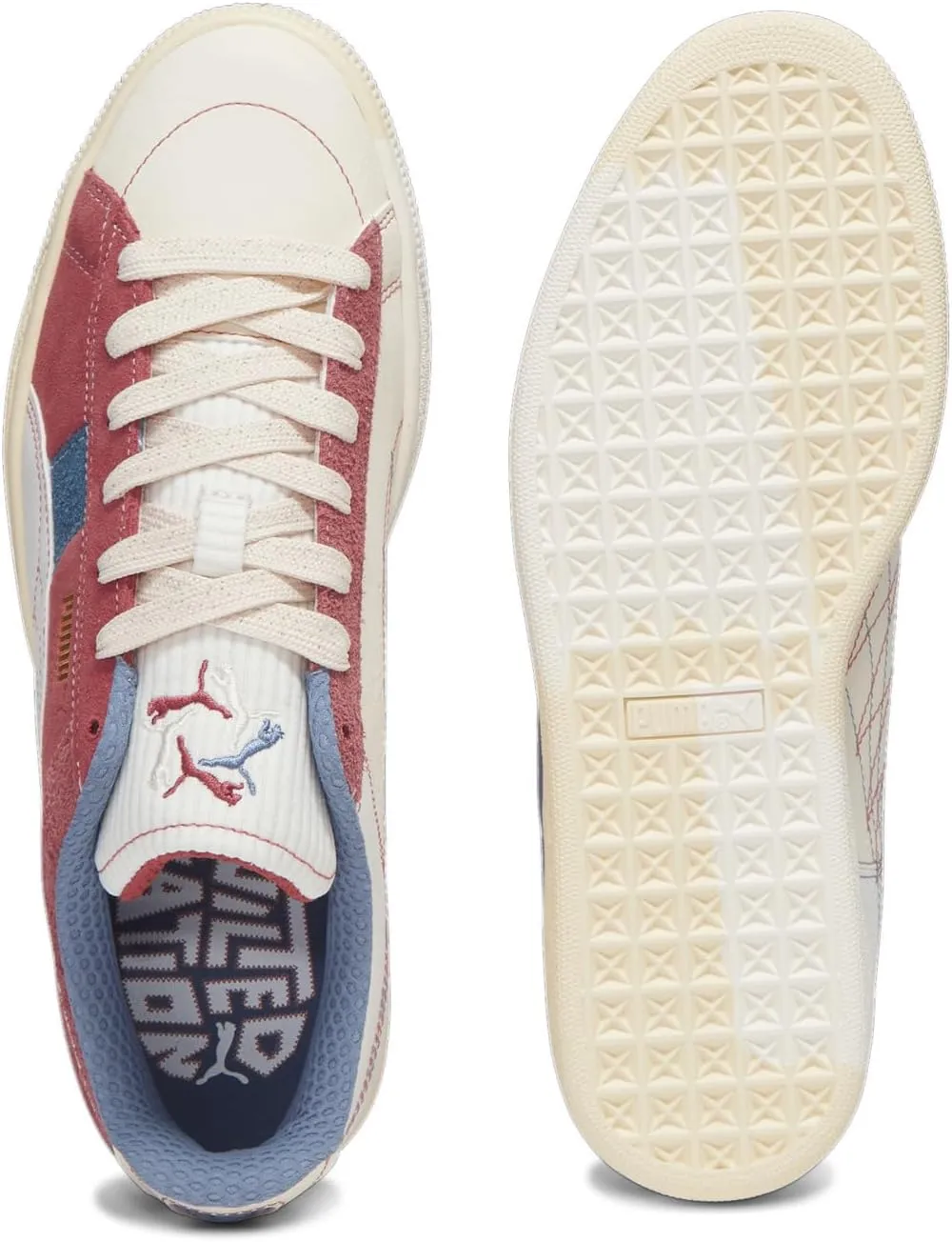 Puma Mens Suede Quilted Nation Lace Up Sneakers Shoes Casual - Red