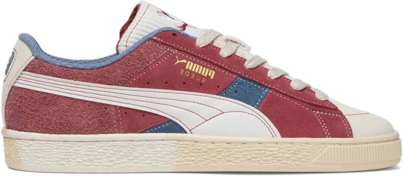 Puma Mens Suede Quilted Nation Lace Up Sneakers Shoes Casual - Red