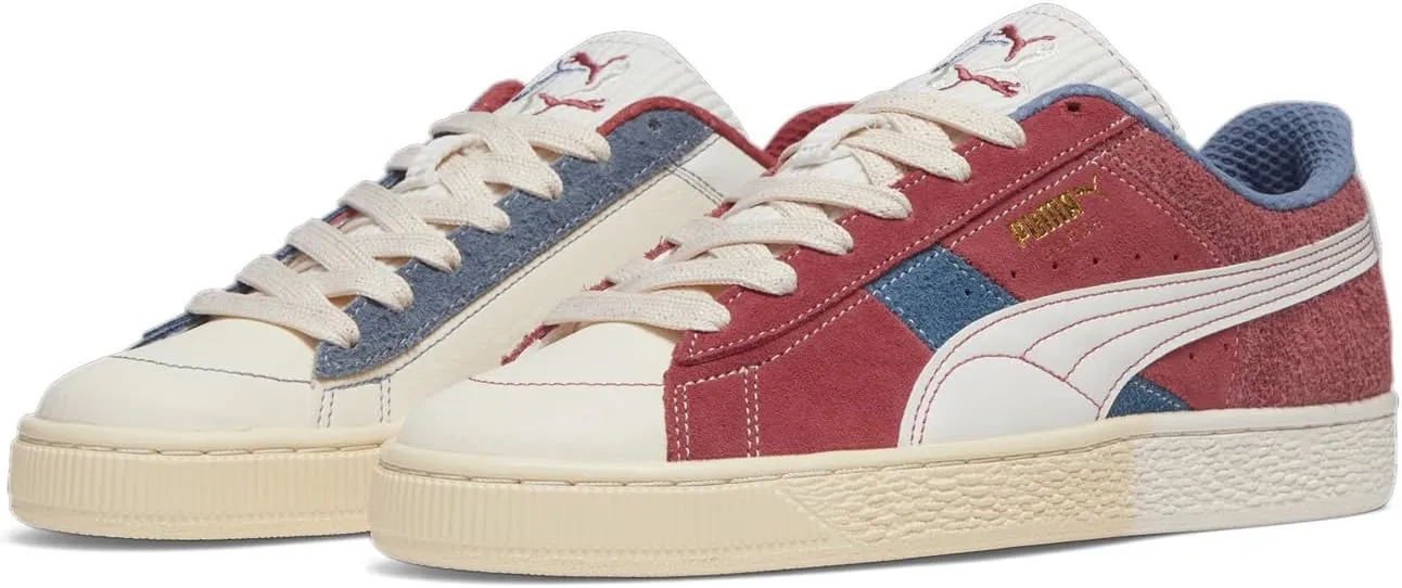 Puma Mens Suede Quilted Nation Lace Up Sneakers Shoes Casual - Red