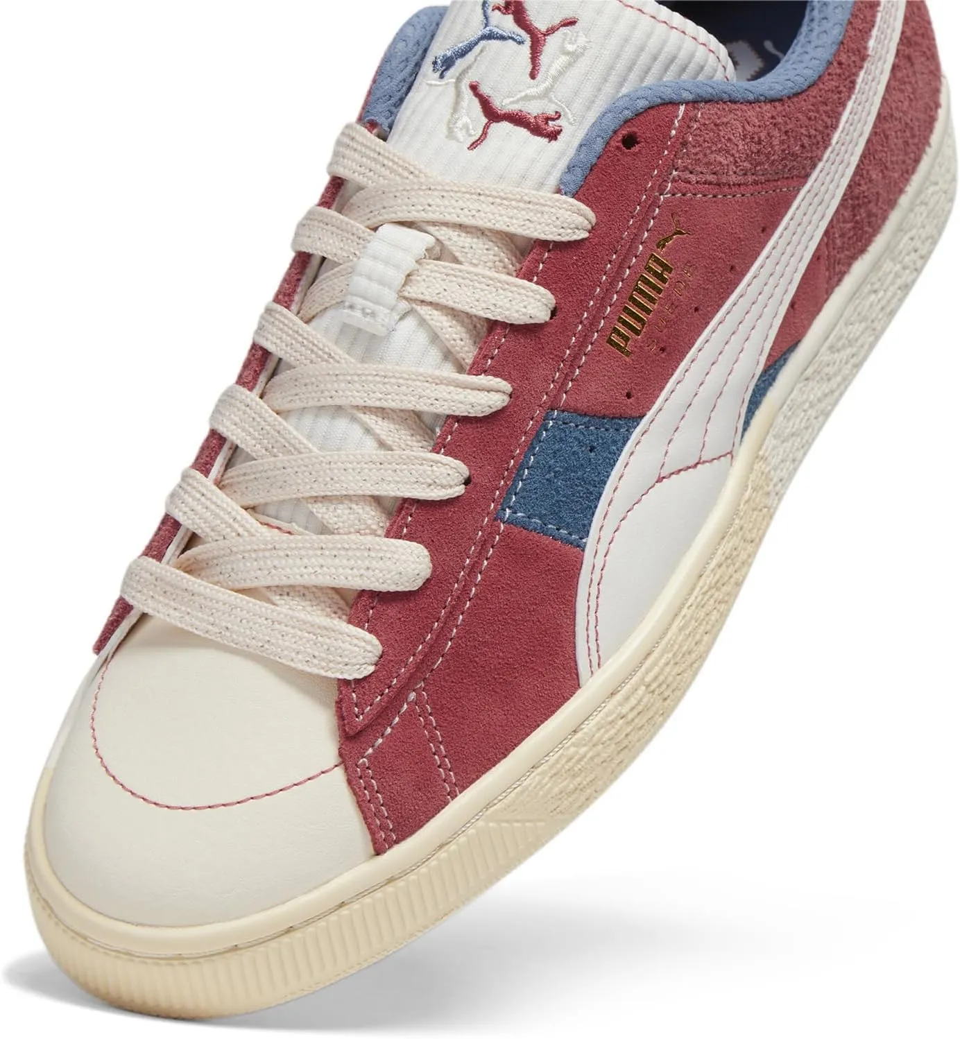 Puma Mens Suede Quilted Nation Lace Up Sneakers Shoes Casual - Red