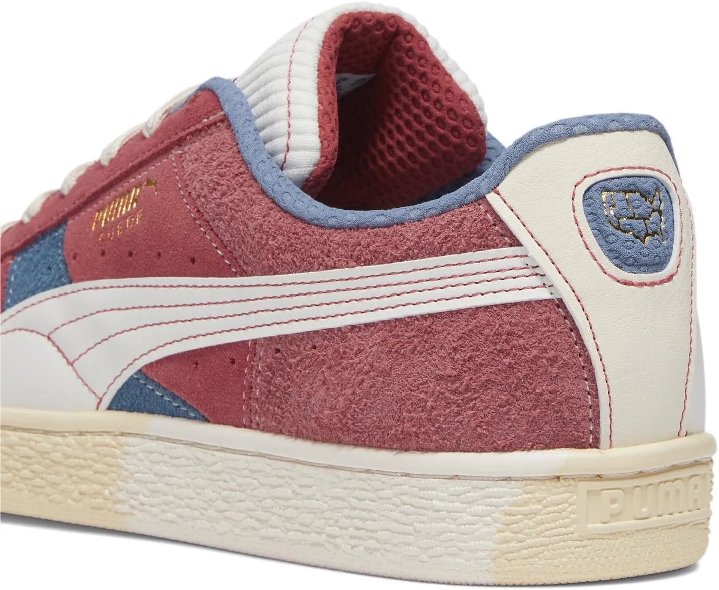 Puma Mens Suede Quilted Nation Lace Up Sneakers Shoes Casual - Red