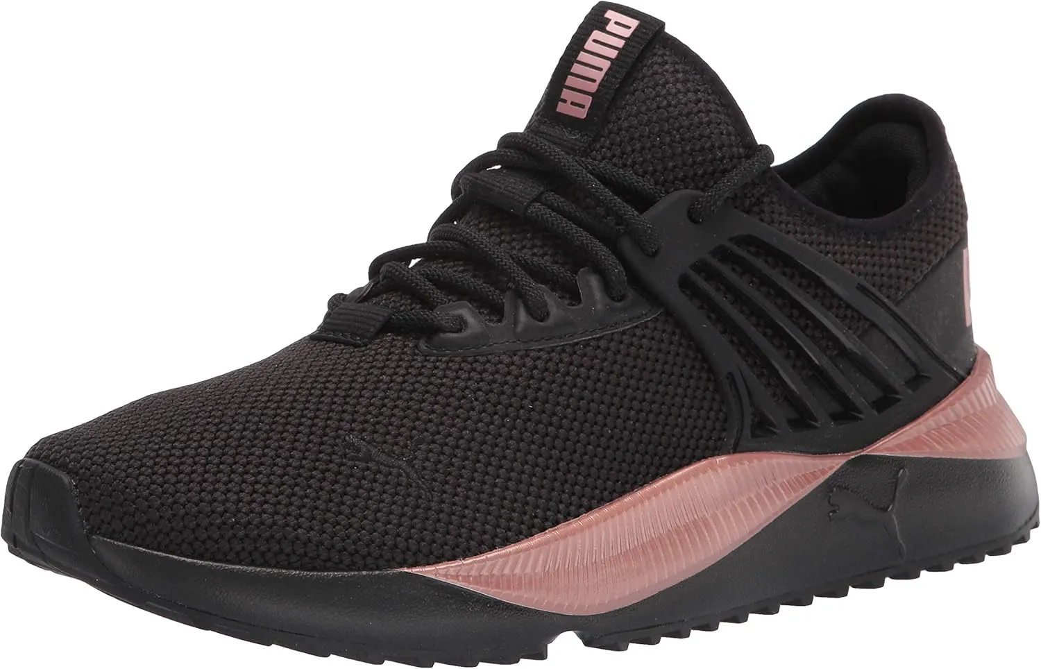 PUMA womens Pacer Future Sneaker, Puma Black-rose Gold, 9.5 US