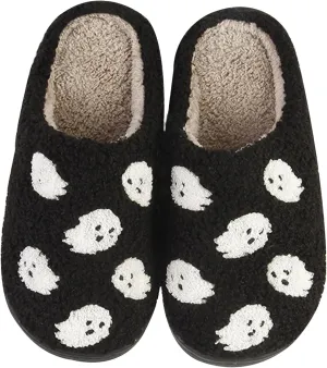 Pumpkin Slippers for Women Men Halloween Slippers Spooky Slides Soft Warm Plush House Shoes