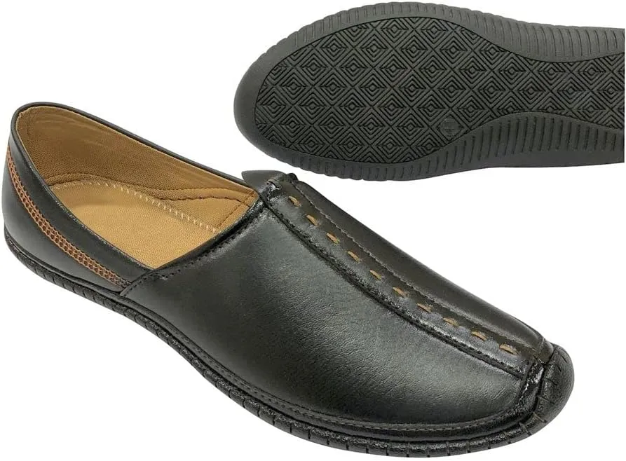 Punjabi Mojaris Mens Shoes Cream Wedding for Groom,Traditional Indian Footwear Ethnic Peshawari Slippers