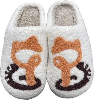 QSKPC Women's Men's Heart Heart Slippers Strawberry Cherry Mushroom Slippers Evil Eye Slippers Cartoon Animal Cat Slippers Memory Foam Cozy Plush Slippers Couple Indoor Household Slippers