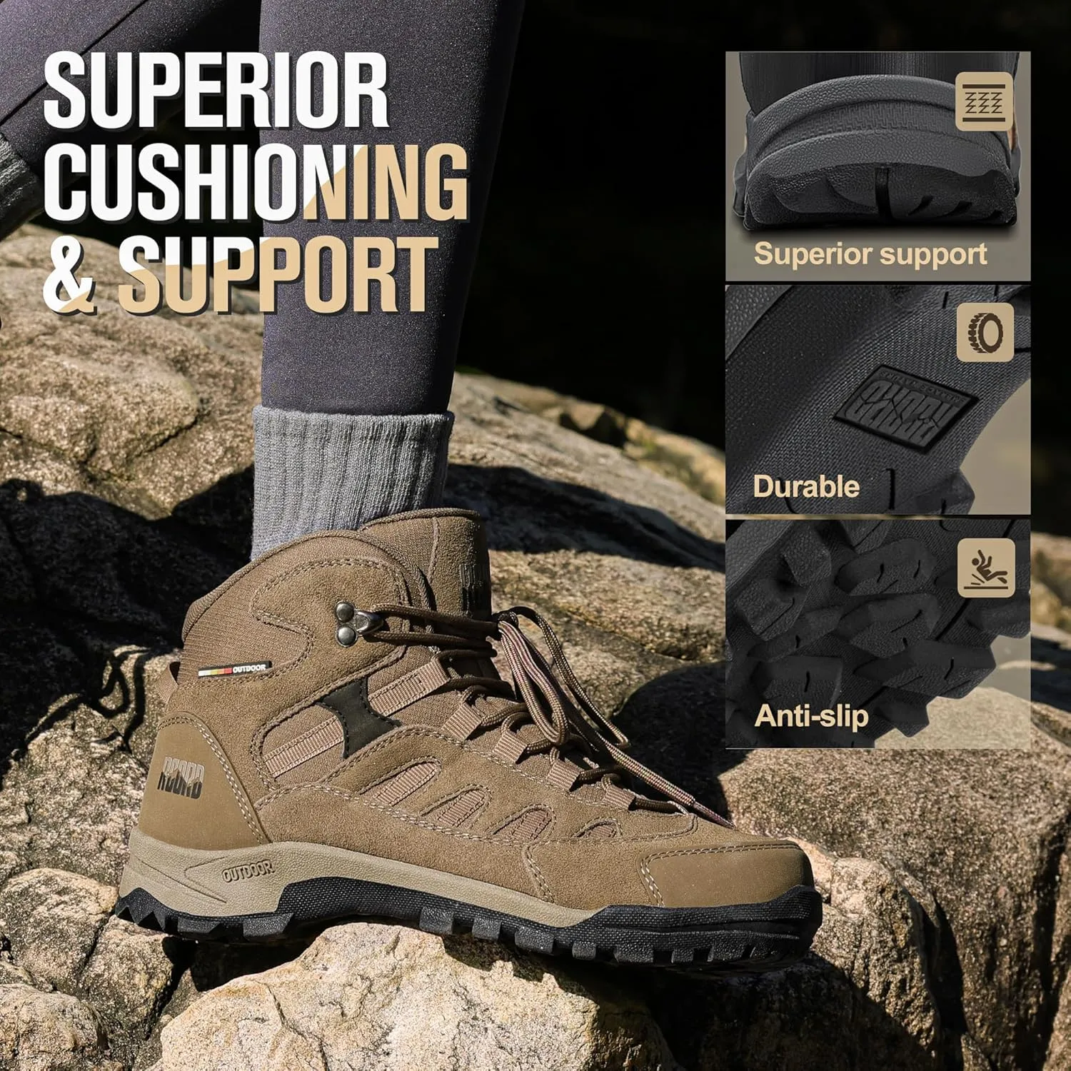 R CORD Hiking Boots Women Waterproof Non-Slip Womens Hiking Shoes Comfortable Outdoor Womens Hiking Boots Walking Boots Hiking Shoes Women