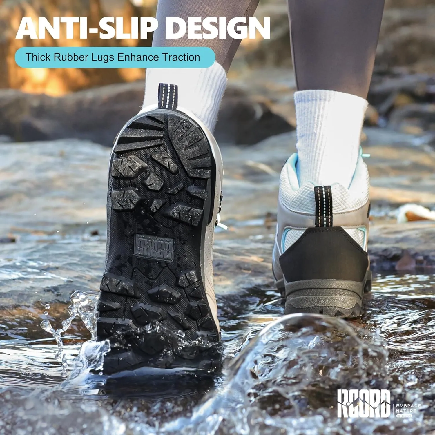 R CORD Hiking Boots Women Waterproof Womens Hiking Boots Comfortable Non-Slip Womens Hiking Shoes Walking Trekking Camping Tennis Sport Sneakers