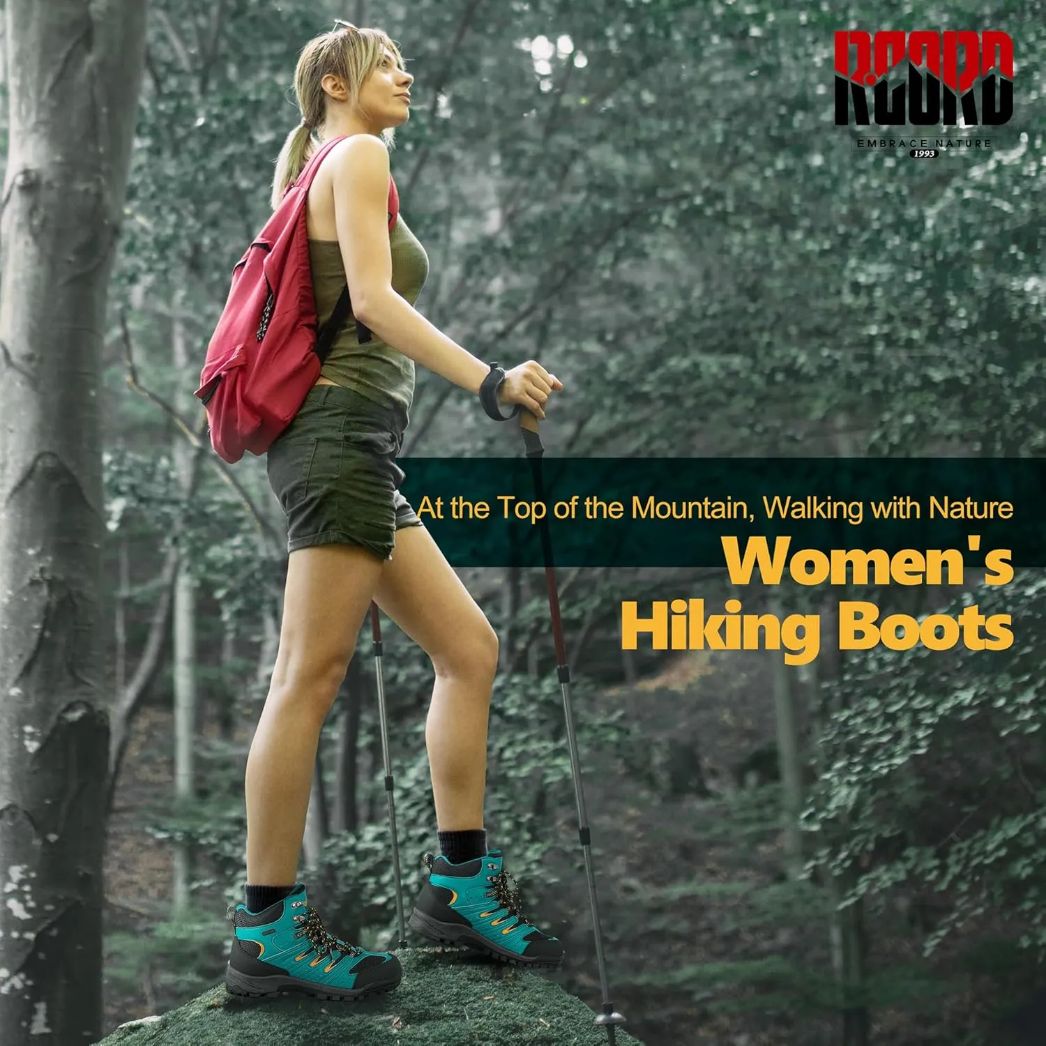 R CORD Hiking Boots Women Waterproof Womens Hiking Boots Comfortable Non-Slip Womens Hiking Shoes Walking Trekking Camping Tennis Sport Sneakers