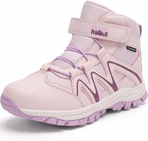 R CORD Kids Hiking Boots Kids Hiking Shoes Girls Hiking Boots Waterproof Non-Slip Girls Hiking Shoes for Outdoor Rugged Quick Closure Durable TPR Traction Outsole