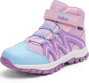 R CORD Kids Hiking Boots Kids Hiking Shoes Girls Hiking Boots Waterproof Non-Slip Girls Hiking Shoes for Outdoor Rugged Quick Closure Durable TPR Traction Outsole