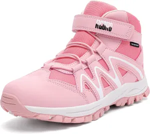R CORD Kids Hiking Boots Kids Hiking Shoes Girls Hiking Boots Waterproof Non-Slip Girls Hiking Shoes for Outdoor Rugged Quick Closure Durable TPR Traction Outsole
