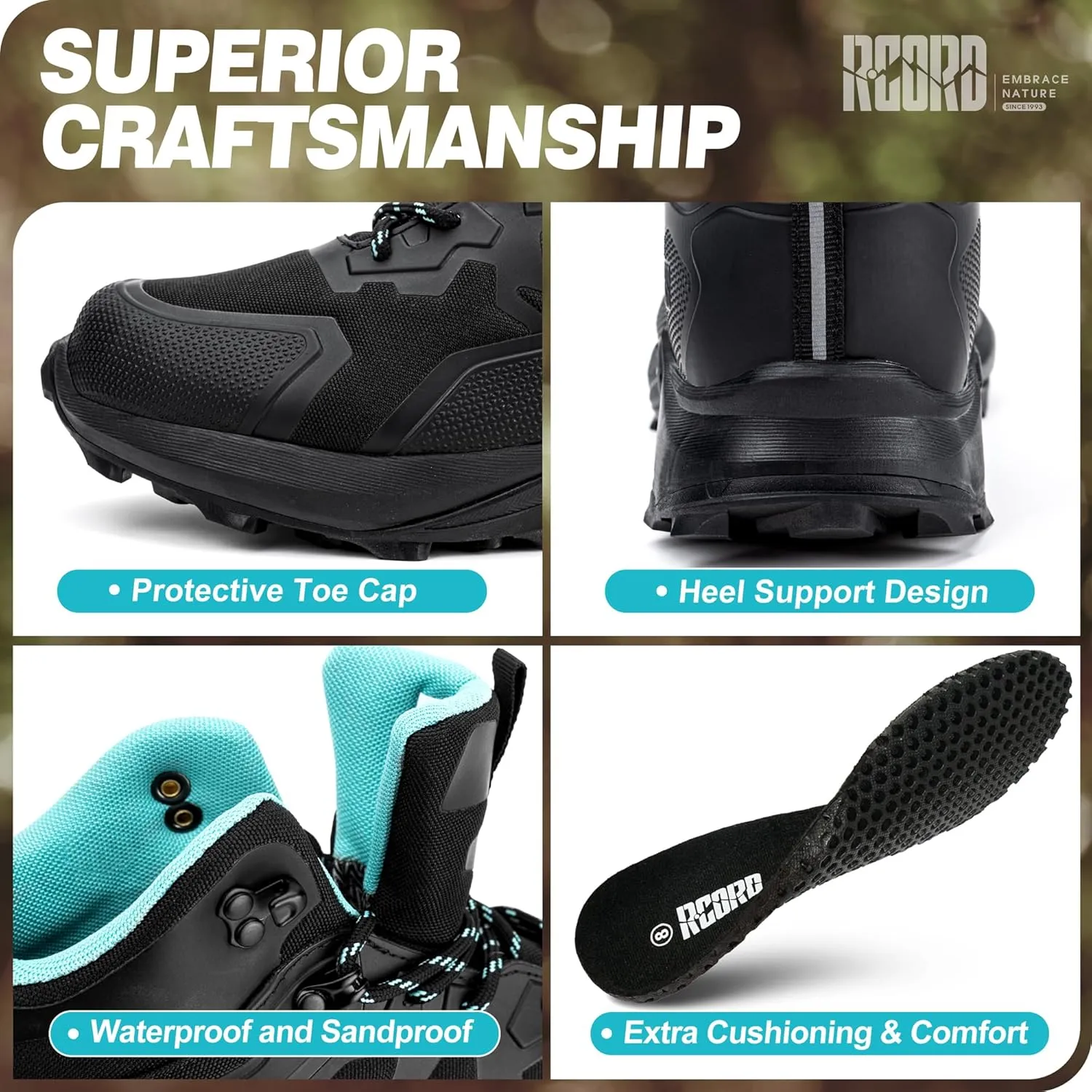 R CORD Womens Hiking Boots Waterproof Comfortable Outdoor Hiking Boots Non-Slip Womens Hiking Shoes Outdoor Hiking Shoes for Women Trekking Camping Trail