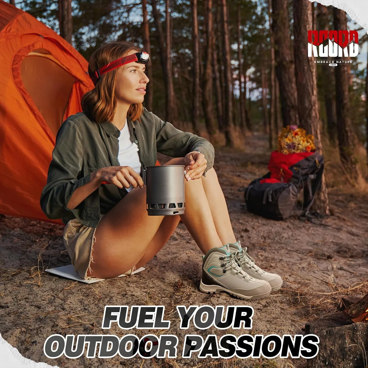 R CORD Womens Hiking Boots Waterproof Mid-Cut Hiking Boots Women Non-Slip Womens Hiking Shoes Outdoor Hiking Shoes for Women Trekking Camping Trail