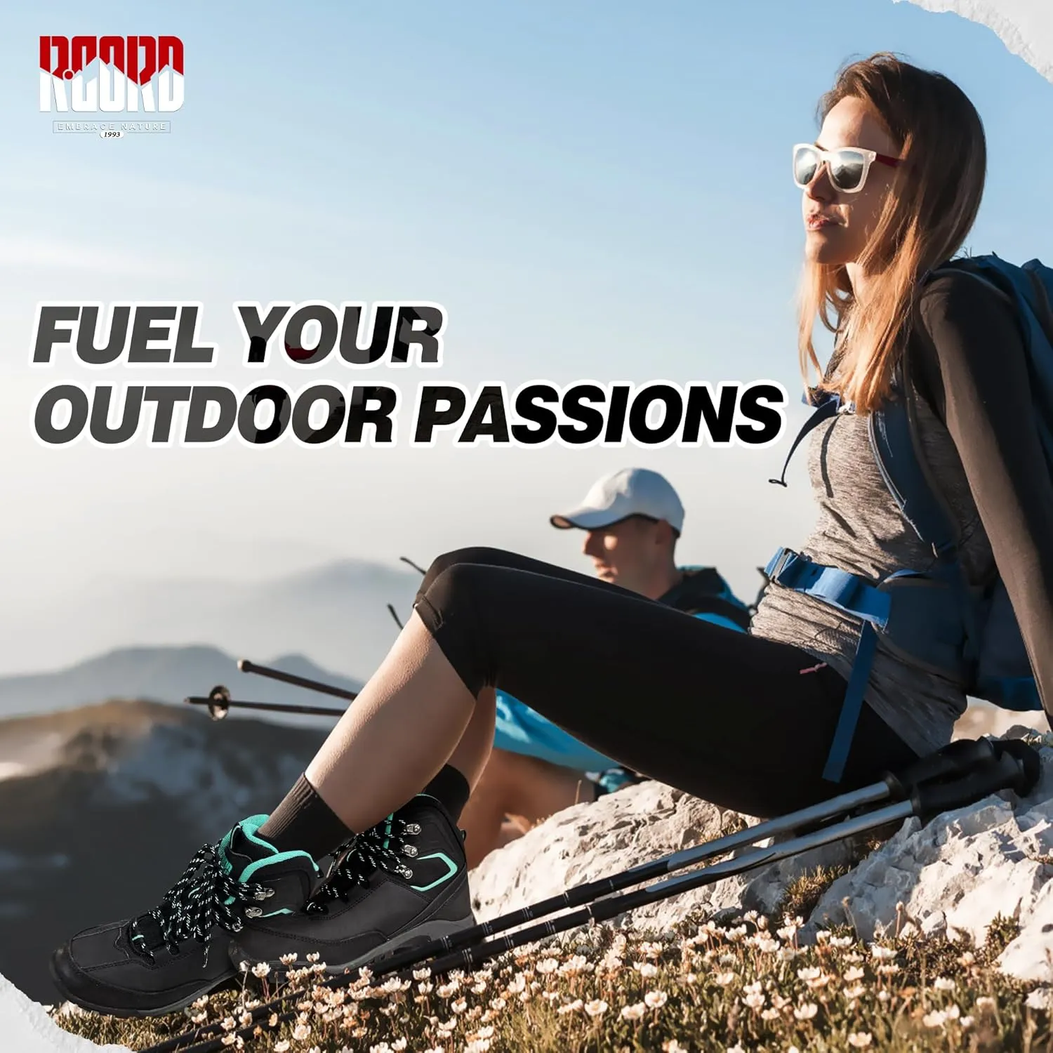 R CORD Womens Hiking Boots Waterproof Mid-Cut Hiking Boots Women Non-Slip Womens Hiking Shoes Outdoor Hiking Shoes for Women Trekking Camping Trail