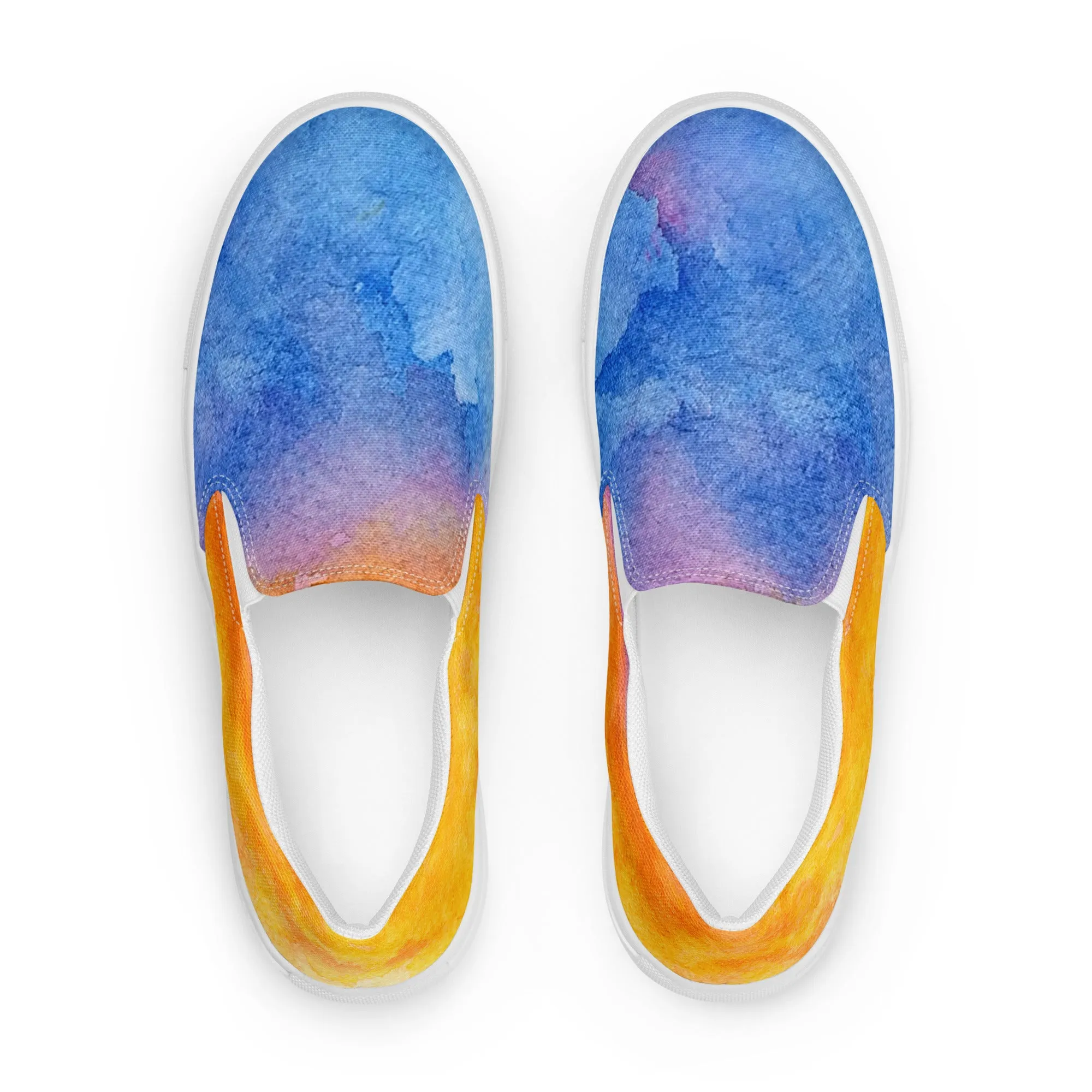 Rainbow Watercolor Inspired Women’s Slip-On Canvas Shoes