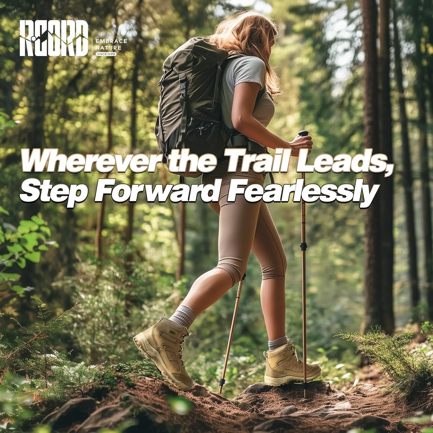 RCORD Women's Comfortable Non-Slip Waterproof Hiking Boots for All-Day Work, Backpacking, Walking & Outdoor Activities