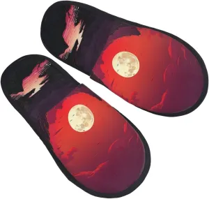 Red sunset Furry House Slippers for Women Men Soft Fuzzy Slippers Indoor Casual Plush House Shoes