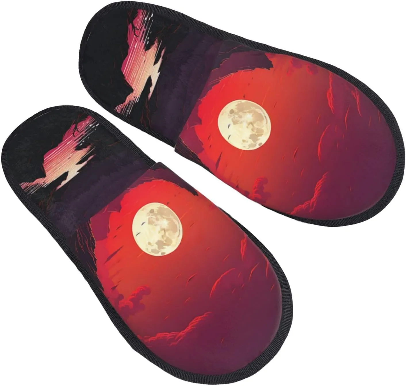 Red sunset Furry House Slippers for Women Men Soft Fuzzy Slippers Indoor Casual Plush House Shoes