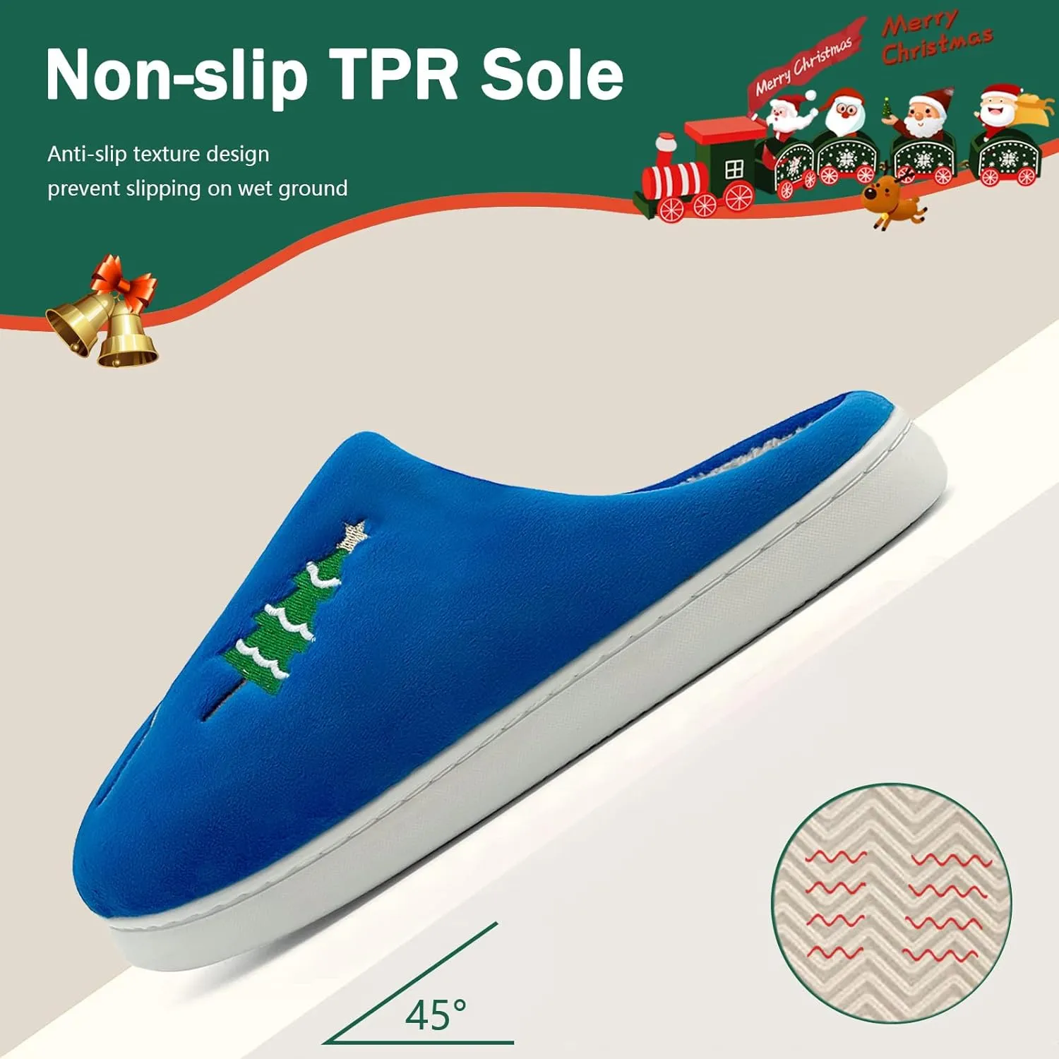 Reindeer Slippers for Women & Men - Memory Foam, Fuzzy Indoor Comfy Holiday & Slippers