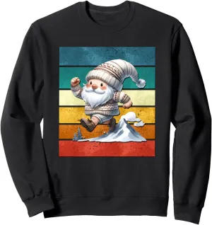 Retro Outdoor Gnome Graphic For Trail Runner Vintage Hiking Sweatshirt