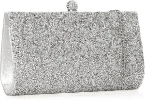 Rhinestone Clutch Purse for Women Crystal Evening Bag Wedding Prom Party, Silver