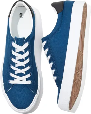 Rominz Mens White Canvas Shoes Fashion Low Top Canvas Sneakers Casual Tennis Shoes Lace-Up Walking Shoes for Men