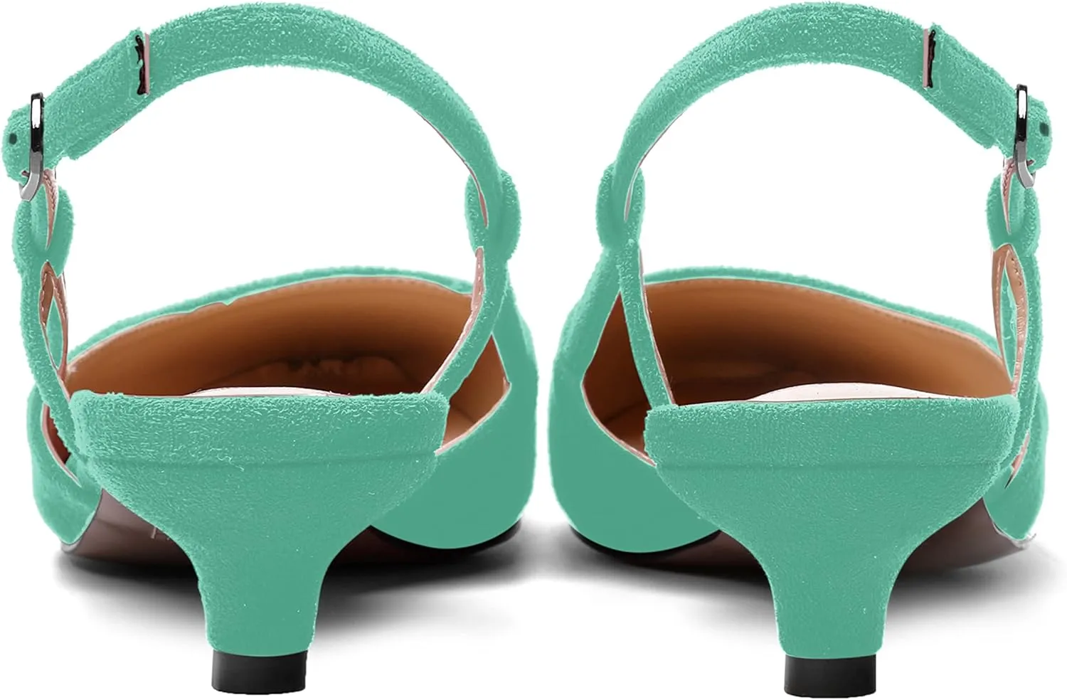 ROSERWISH Womens Cute Square Toe Slingback Suede Wedding Buckle Comfortable Kitten Low Heel Pumps Dress Shoes 1.5 Inch