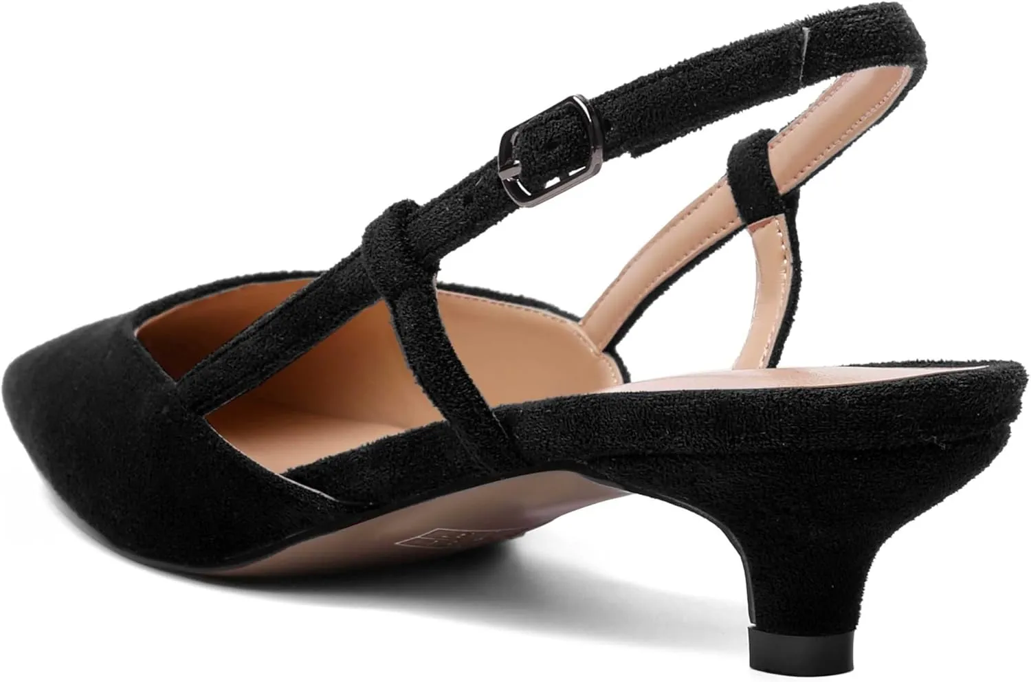 ROSERWISH Womens Cute Square Toe Slingback Suede Wedding Party Comfortable Kitten Low Heel Pumps Dress Shoes 1.5 Inch
