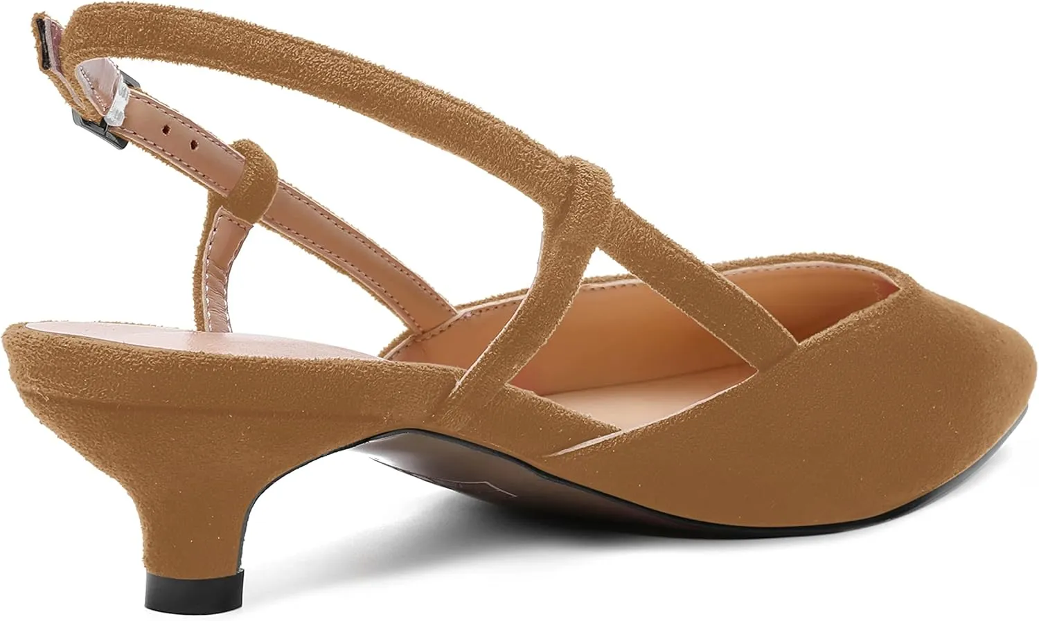 ROSERWISH Womens Cute Square Toe Slingback Suede Wedding Party Comfortable Kitten Low Heel Pumps Dress Shoes 1.5 Inch