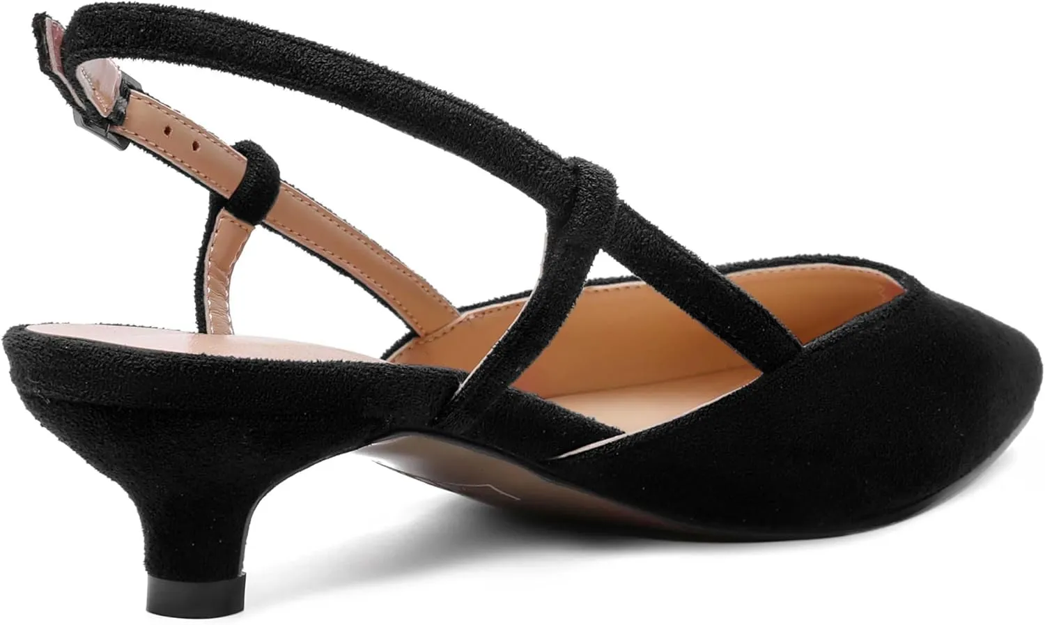 ROSERWISH Womens Cute Square Toe Slingback Suede Wedding Party Comfortable Kitten Low Heel Pumps Dress Shoes 1.5 Inch