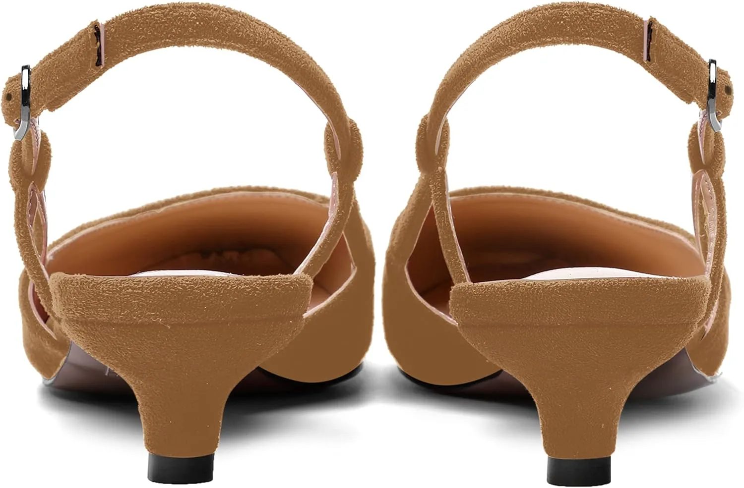 ROSERWISH Womens Cute Square Toe Slingback Suede Wedding Party Comfortable Kitten Low Heel Pumps Dress Shoes 1.5 Inch