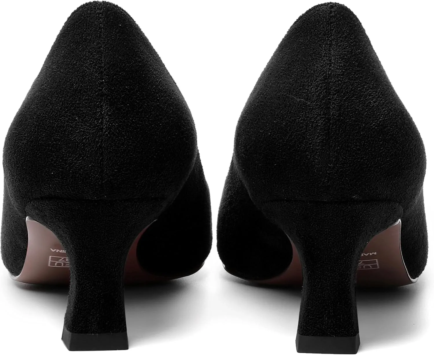 ROSERWISH Womens Pointed Toe Formal Suede Slip On Fashion Work Spool Low Heel Pumps Shoes 2 Inch