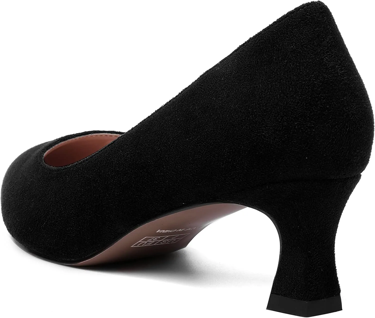 ROSERWISH Womens Pointed Toe Formal Suede Slip On Fashion Work Spool Low Heel Pumps Shoes 2 Inch