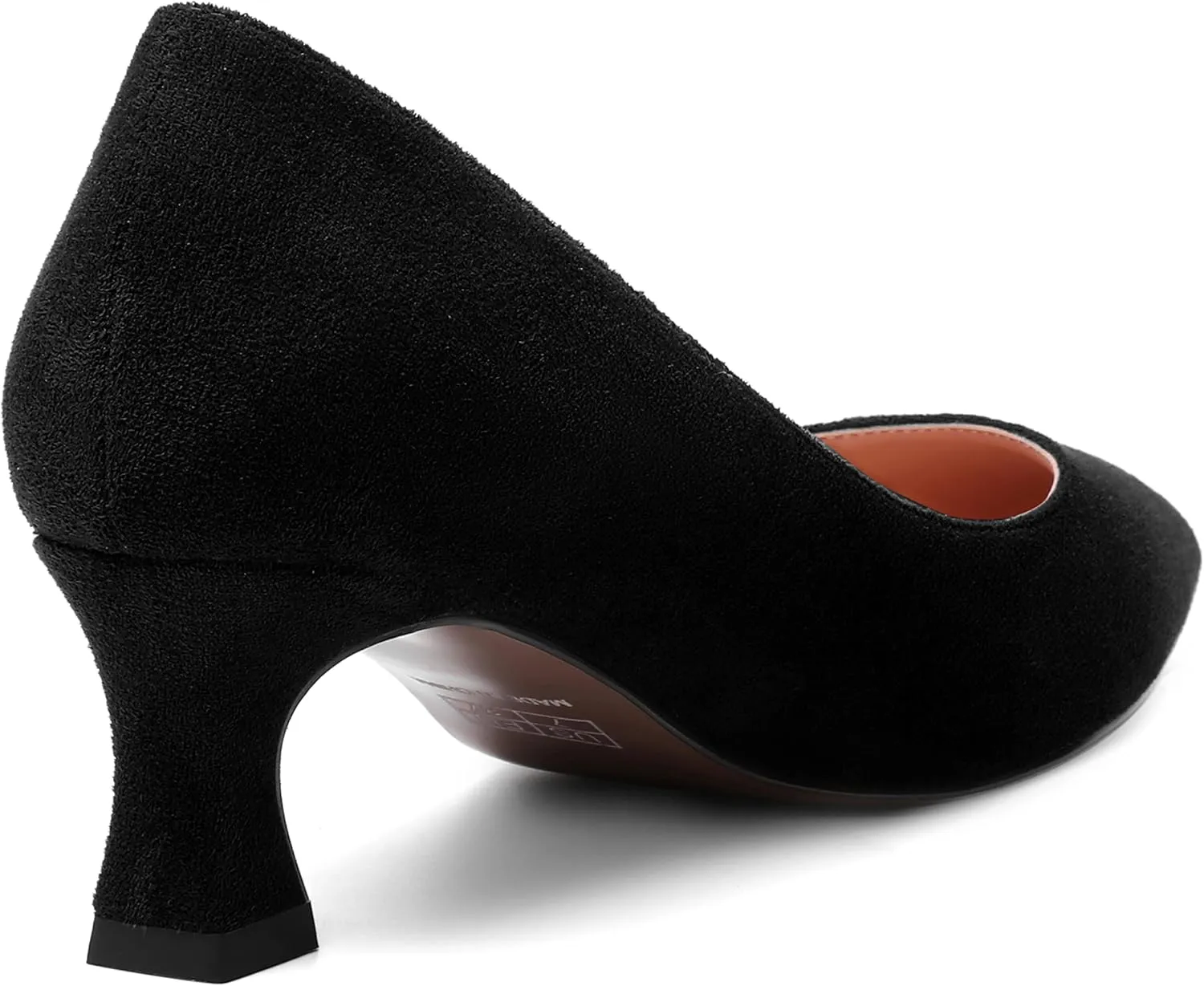 ROSERWISH Womens Pointed Toe Formal Suede Slip On Fashion Work Spool Low Heel Pumps Shoes 2 Inch