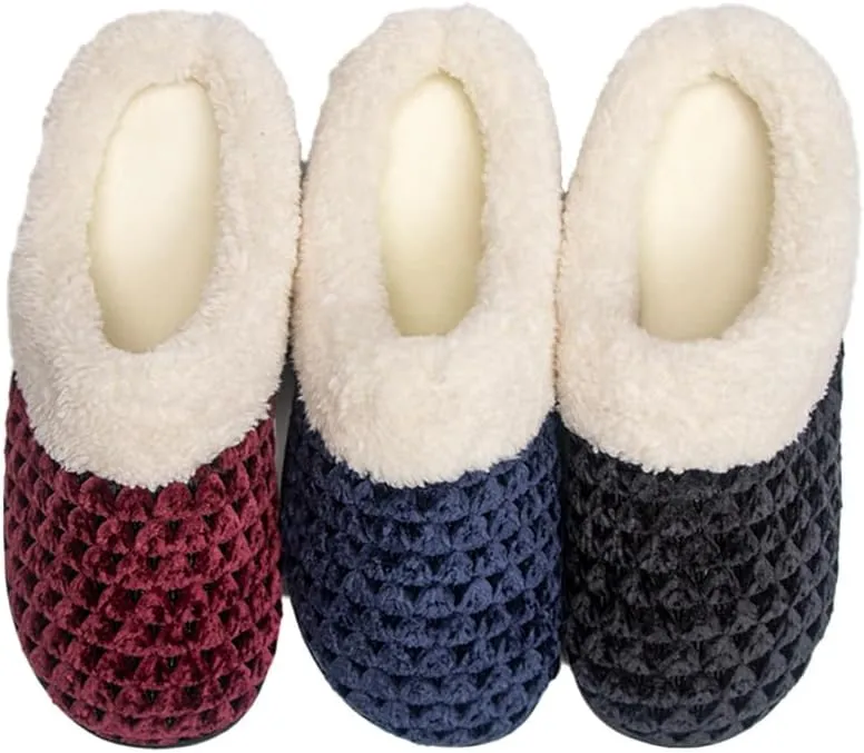 Roxoni Women Timeless Knitted Pattern Fur Slippers – Soft and Stylish Slippers – Perfect for Indoor/Outdoor Wear