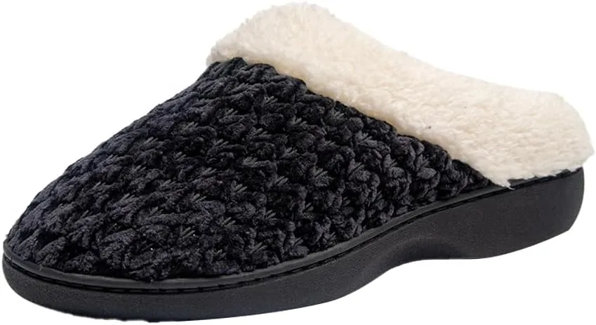 Roxoni Women Timeless Knitted Pattern Fur Slippers – Soft and Stylish Slippers – Perfect for Indoor/Outdoor Wear