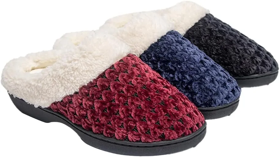 Roxoni Women Timeless Knitted Pattern Fur Slippers – Soft and Stylish Slippers – Perfect for Indoor/Outdoor Wear