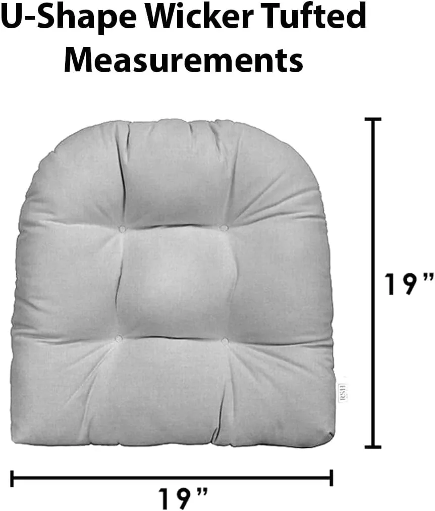 RSH DECOR: Sunbrella Tufted Wicker U-Shape Cushions Set of 2 | 19” x 19” | Water and Fade-Resistant Performance Fabric | Outdoor Seat Cushions for Patio Furniture | Canvas Buttercup Yellow