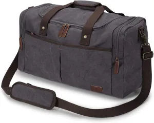 S-ZONE Canvas Duffel Bag for Travel 65L Weekender Overnight Travel Bags with Shoes Compartment for Men