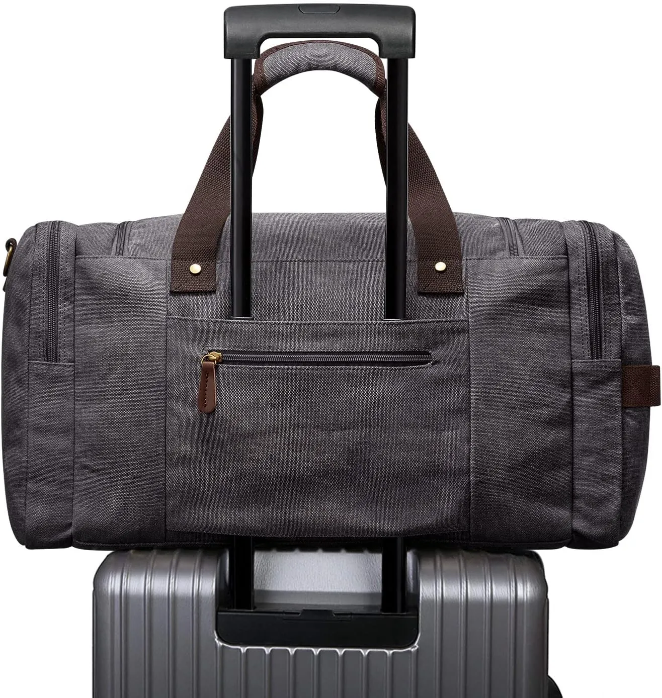 S-ZONE Canvas Duffel Bag for Travel 65L Weekender Overnight Travel Bags with Shoes Compartment for Men