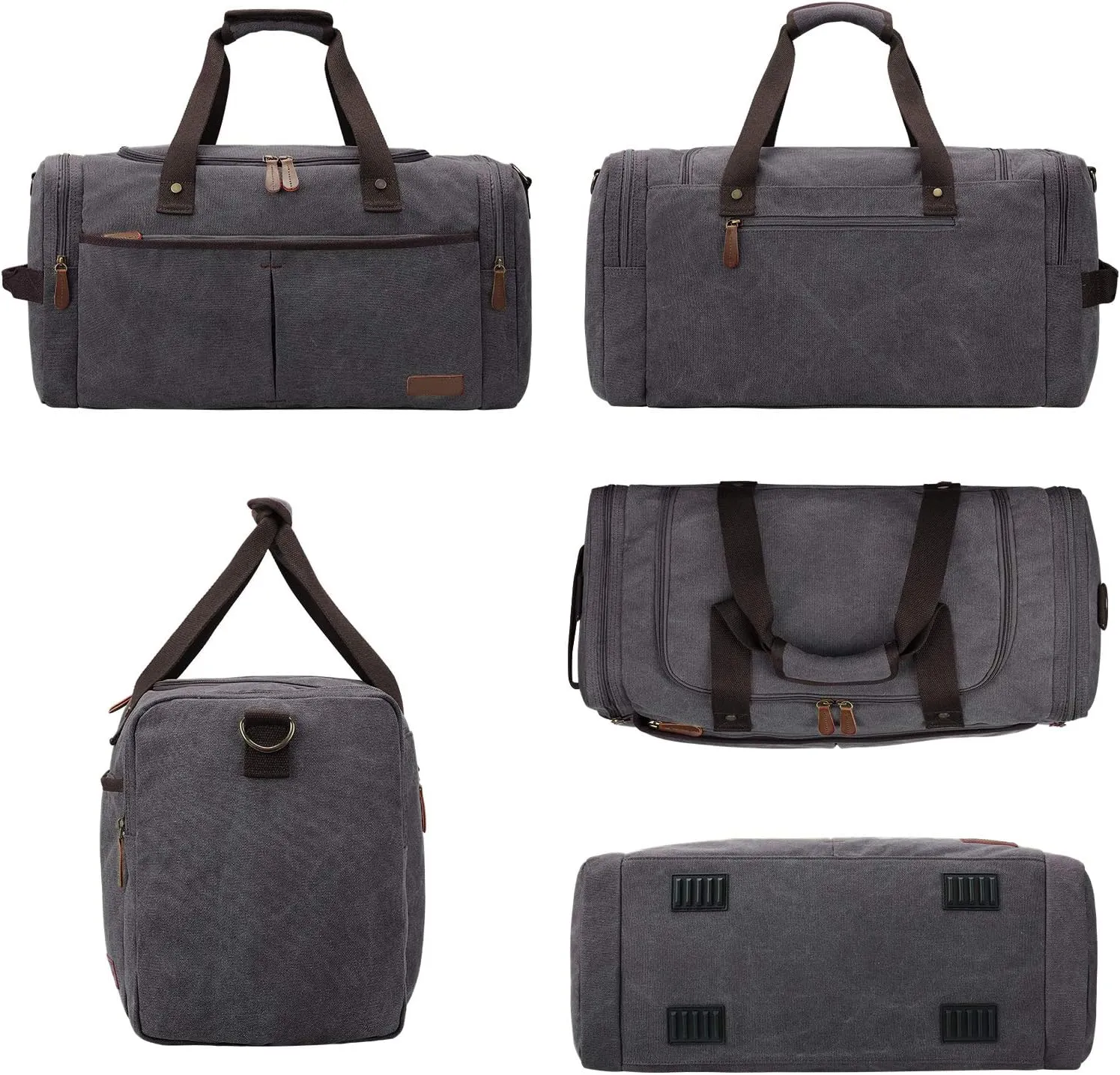 S-ZONE Canvas Duffel Bag for Travel 65L Weekender Overnight Travel Bags with Shoes Compartment for Men