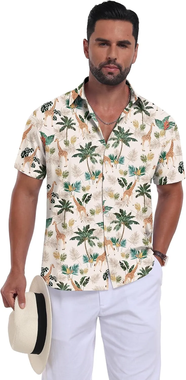 Sailwind Men's Hawaiian Floral Shirts Short Sleeve Button Down Holiday Tropical Beach Shirts