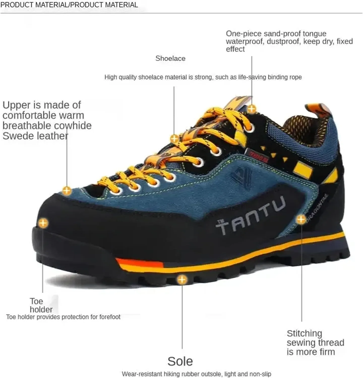 SANANG Men Hiking Shoes Outdoor Sport Leather Mountain Climbing Trekking Hunting Sneakers