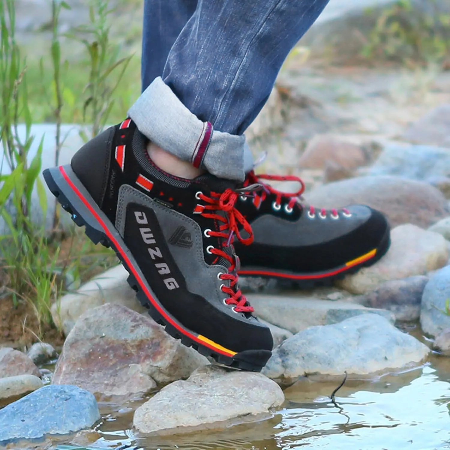 SANANG Men Hiking Shoes Outdoor Sport Leather Mountain Climbing Trekking Hunting Sneakers