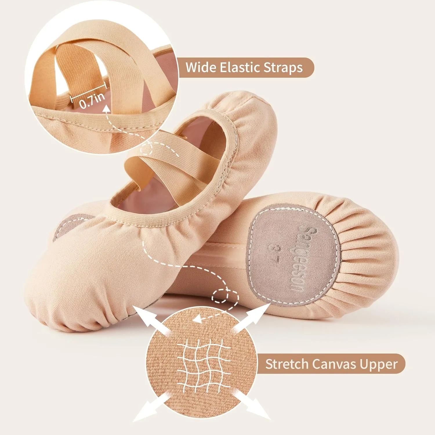 SANGEESON Women's Ballet Shoes Stretch Canvas Dance Slippers