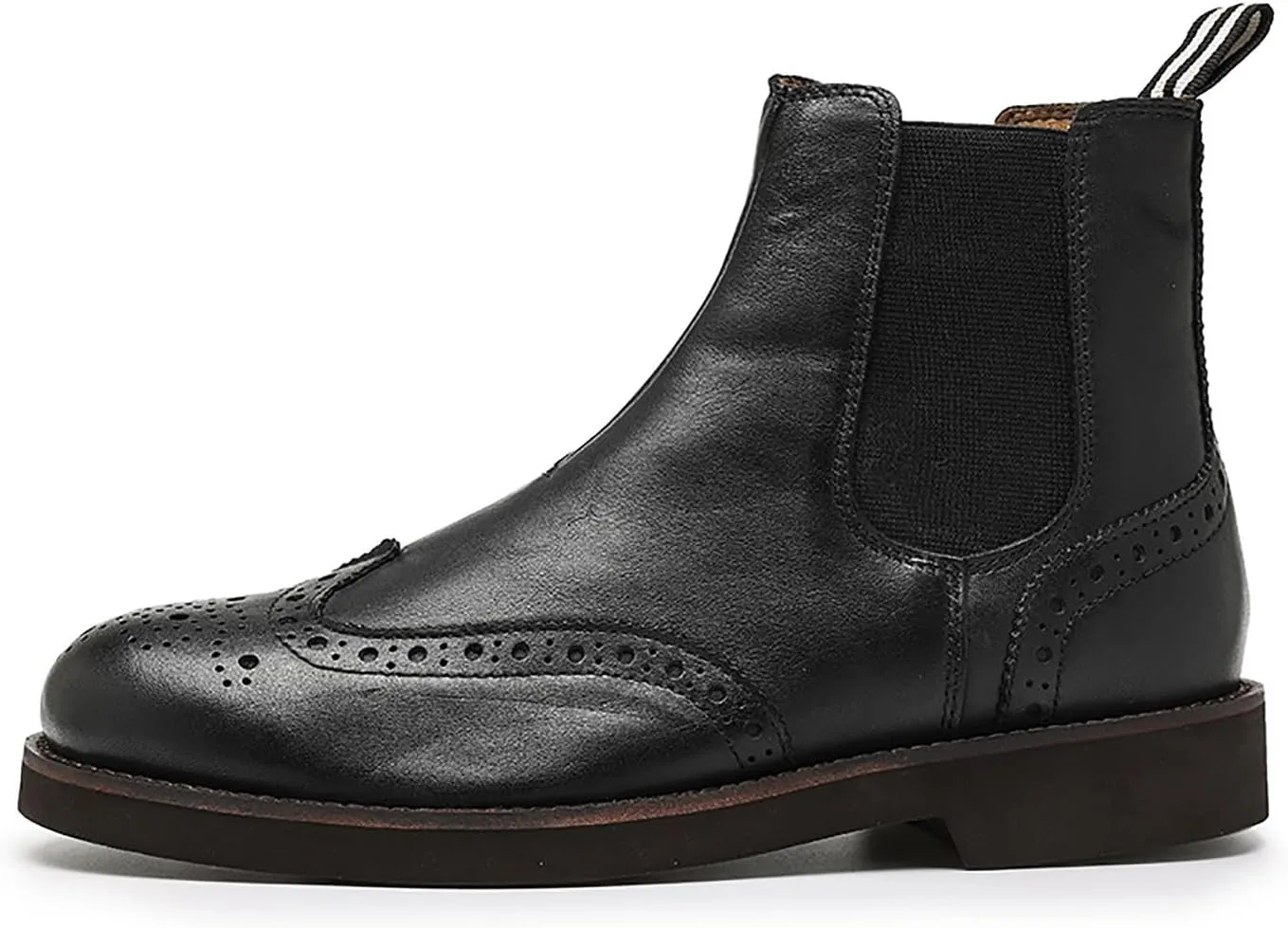 Santimon Chelsea Boots Mens Dress Casual Genuine Leather Handmade Wingtips Brogues Boots Fashion Formal Ankle Boots for Men