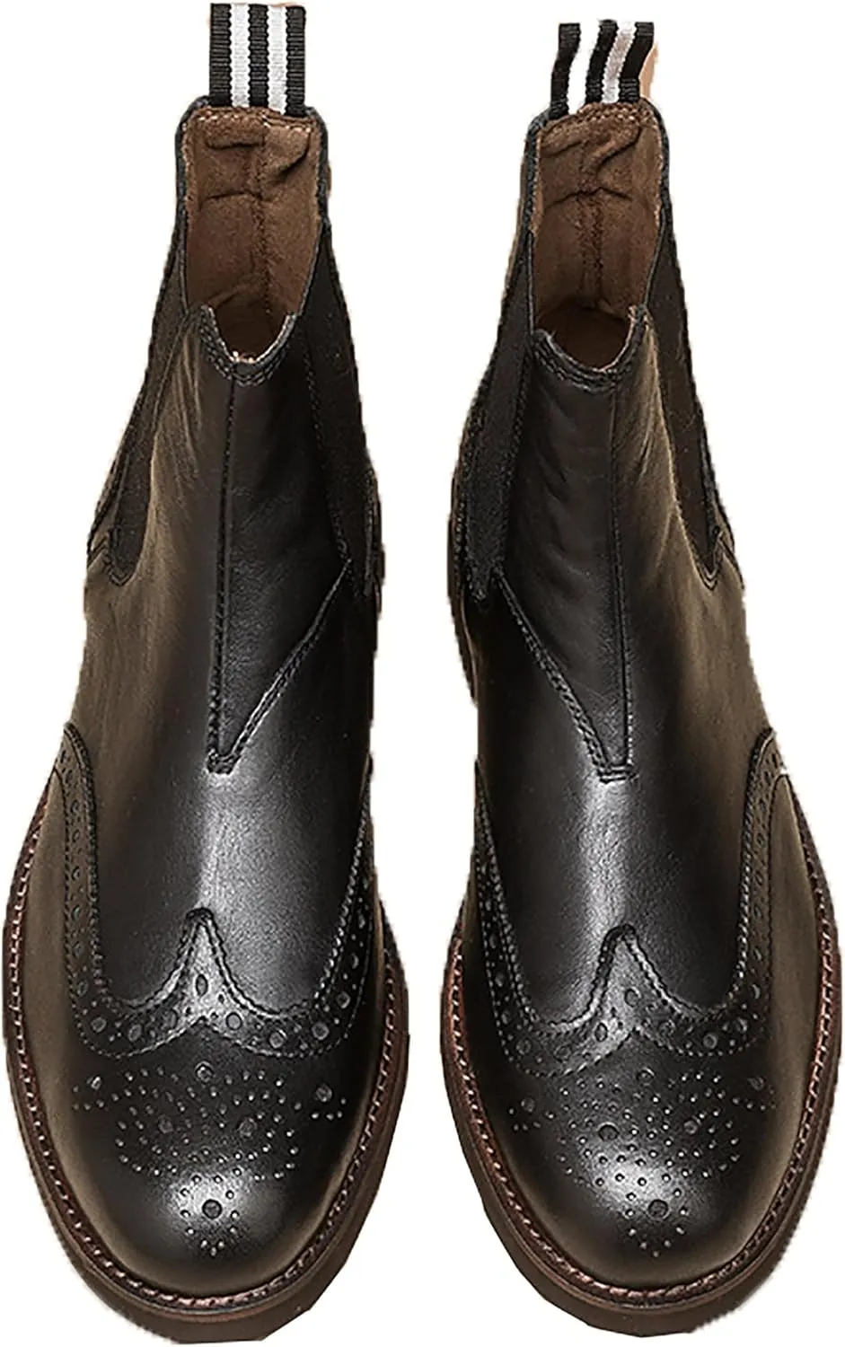 Santimon Chelsea Boots Mens Dress Casual Genuine Leather Handmade Wingtips Brogues Boots Fashion Formal Ankle Boots for Men