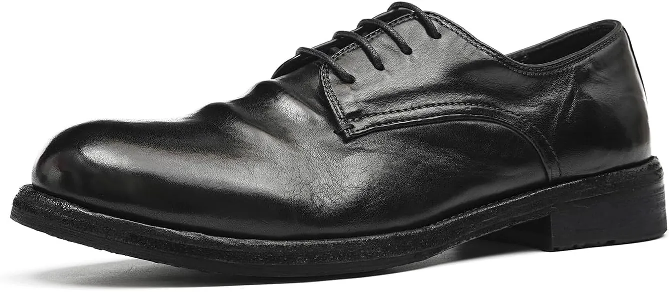 Santimon Men’s Dress Shoes Genuine Horse Leather Oxfords, Fashion Business-Casual & Formal Wedding Breathable Lining Shoes – Handcrafted Goodyear-Welt Luxury Derby